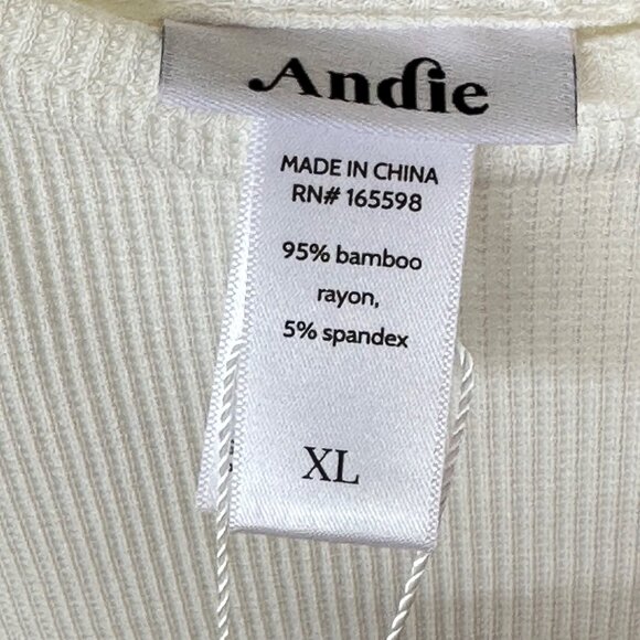 NEW Andie The Cami Ribbed Bamboo Blend Off White Cream Soft Adjustable Womens XL - Picture 7 of 8